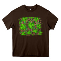 Chocolate Brown st patricks day shamrock and leopard distressed ba Heavy Core Tee - RanaPortraitStore