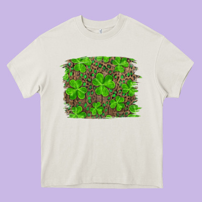 Heavy Core Tee st patricks day shamrock and leopard distressed ba