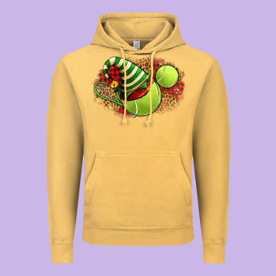 Tennis Christmas With Racket And Hat Vintage Hoodie Designed By Fadigitalartstudio