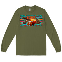 Army Green texas and map with longhorn serape gemstone licanse plate Long Sleeve Tee - Artiststas
