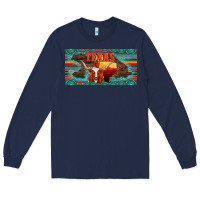 Navy texas and map with longhorn serape gemstone licanse plate Long Sleeve Tee - Artiststas