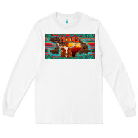 White texas and map with longhorn serape gemstone licanse plate Long Sleeve Tee - Artiststas