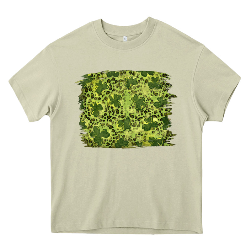 St Patricks Day Shamrock Leopard Background Heavy Core Tee by RanaPortraitStore | Teevron