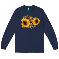 Navy sunflower leopard patch Long Sleeve Tee - AdoDesignShop