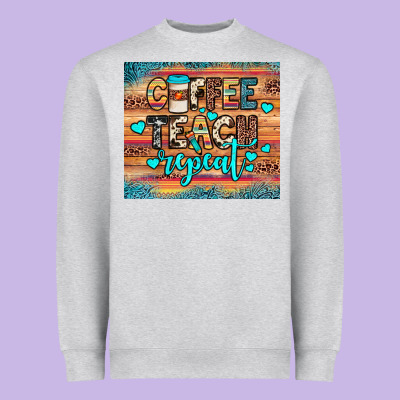 Coffee Teach Repeat Heavyweight Sweatshirt Designed By Jahusdesignshop