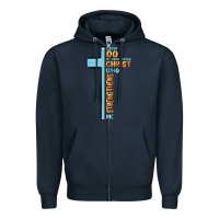 Navy i can do all things through christ who strengthens Zipper Hoodie - MaliasSmallBusiness