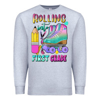Heather Grey rolling into first grade Premium Sweatshirt - BundleAndBundleShop