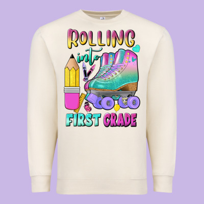 Rolling Into First Grade Premium Sweatshirt Designed By Bundleandbundleshop
