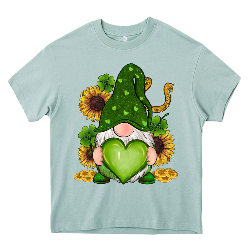 St Patricks Day Shamrock Sunflowers Gnomes Heavy Core Tee by RanaPortraitStore | Teevron