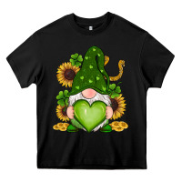 Black st patricks day shamrock sunflowers gnomes Heavy Core Tee - RanaPortraitStore