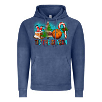 Vintage Denim Tis The Season Christmas With Basketball And Candy Cane Vintage Hoodie - FaDigitalArtStudio