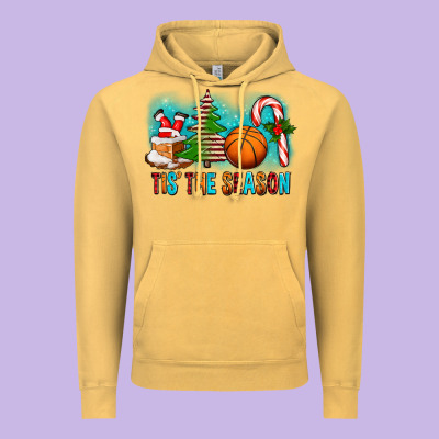 Tis The Season Christmas With Basketball And Candy Cane Vintage Hoodie Designed By Fadigitalartstudio