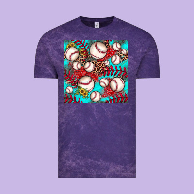 Baseball Leopard Turquoise Sunflower Seamless Pattern Vintage Tee Designed By Jahusdesignshop