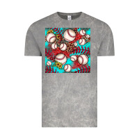 Cloud Rock baseball leopard turquoise sunflower seamless pattern Vintage Tee - JahusDesignShop