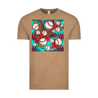 Vintage Coffee baseball leopard turquoise sunflower seamless pattern Vintage Tee - JahusDesignShop