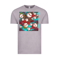 Vintage Zinc baseball leopard turquoise sunflower seamless pattern Vintage Tee - JahusDesignShop