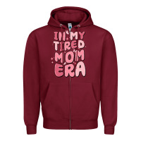 Burgundy in my tired mom era Zipper Hoodie - MaliasSmallBusiness