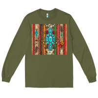 Army Green gemstone flowers arrow with leopards and serape Long Sleeve Tee - Artiststas