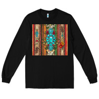 Black gemstone flowers arrow with leopards and serape Long Sleeve Tee - Artiststas