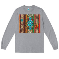 Heather Grey gemstone flowers arrow with leopards and serape Long Sleeve Tee - Artiststas
