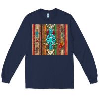 Navy gemstone flowers arrow with leopards and serape Long Sleeve Tee - Artiststas