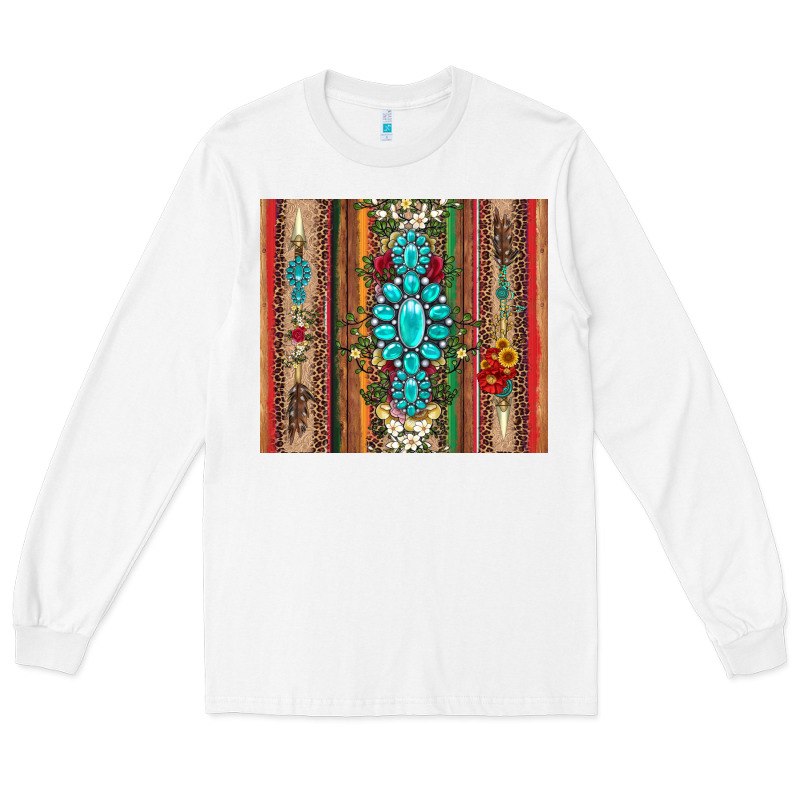 Gemstone Flowers Arrow With Leopards And Serape Long Sleeve Tee by Artiststas | Teevron