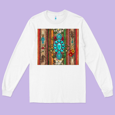 Gemstone Flowers Arrow With Leopards And Serape Long Sleeve Tee Designed By Artiststas