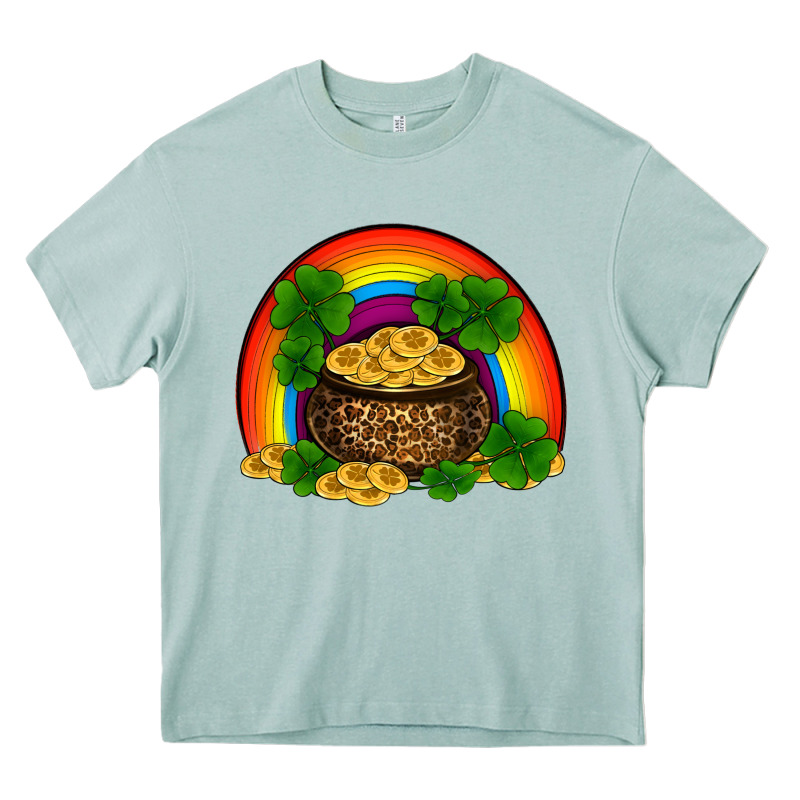 St Patricks Shamrock Gold Leopard Rainbow Heavy Core Tee by RanaPortraitStore | Teevron