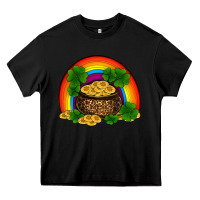 Black st patricks shamrock gold leopard rainbow Heavy Core Tee - RanaPortraitStore