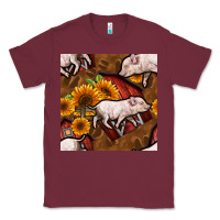 Burgundy pig and barn Classic Tee - BundleAndBundleShop