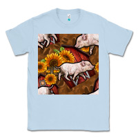 Dusty Blue pig and barn Classic Tee - BundleAndBundleShop
