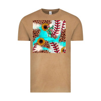 Vintage Camel baseball leopard turquoise cactus sunflower seamless pattern Vintage Tee - JahusDesignShop