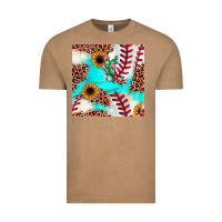Vintage Coffee baseball leopard turquoise cactus sunflower seamless pattern Vintage Tee - JahusDesignShop