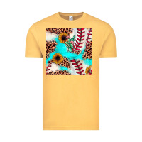 Vintage Mustard baseball leopard turquoise cactus sunflower seamless pattern Vintage Tee - JahusDesignShop