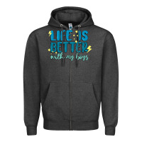 Charcoal Heather life is better with my boys Zipper Hoodie - MaliasSmallBusiness