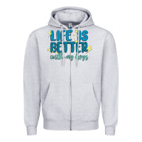 Heather Grey life is better with my boys Zipper Hoodie - MaliasSmallBusiness
