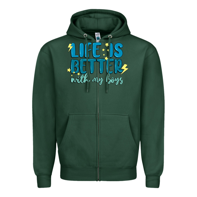 Life Is Better With My Boys Zipper Hoodie by MaliasSmallBusiness | Teevron