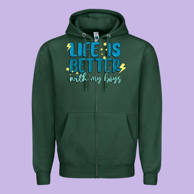 Life Is Better With My Boys Zipper Hoodie Designed By Maliassmallbusiness