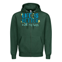 Sports Green life is better with my boys Zipper Hoodie - MaliasSmallBusiness