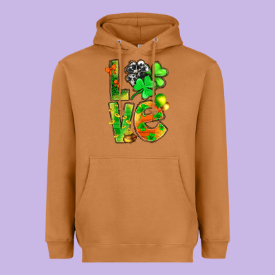 St.patrick Love With Clover Heavyweight Hoodie Designed By Bundleandbundleshop