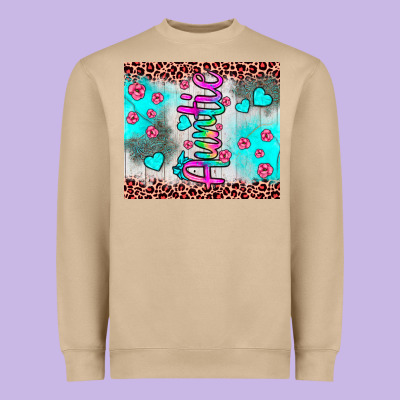 Auntie Leopard Turquoise Heavyweight Sweatshirt Designed By Jahusdesignshop