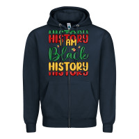 Navy i am black history Zipper Hoodie - MaliasSmallBusiness
