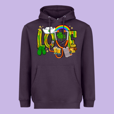 St. Patrick's Love Nurse Heavyweight Hoodie Designed By Bundleandbundleshop