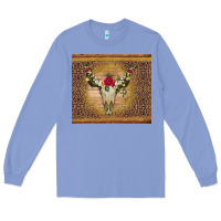 Colony Blue bull skull flowers glitter and leopard Long Sleeve Tee - Artiststas
