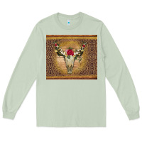 Matcha bull skull flowers glitter and leopard Long Sleeve Tee - Artiststas