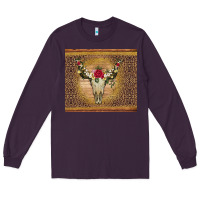 Plum bull skull flowers glitter and leopard Long Sleeve Tee - Artiststas