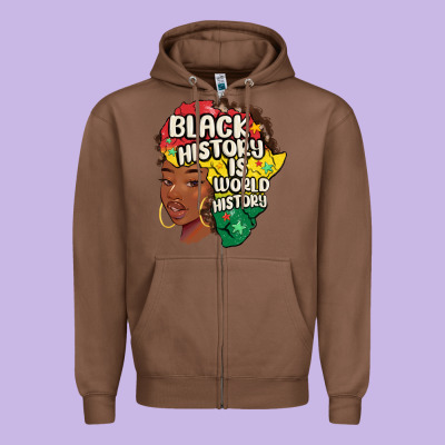 Black History Is World History Zipper Hoodie Designed By Maliassmallbusiness