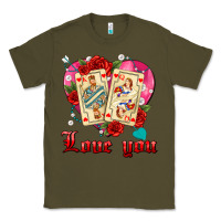Army Green love you playing cards roses and pearls Classic Tee - AdoDesignShop