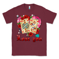 Burgundy love you playing cards roses and pearls Classic Tee - AdoDesignShop