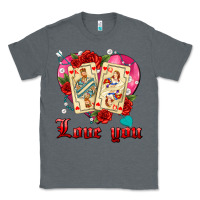 Charcoal Heather love you playing cards roses and pearls Classic Tee - AdoDesignShop